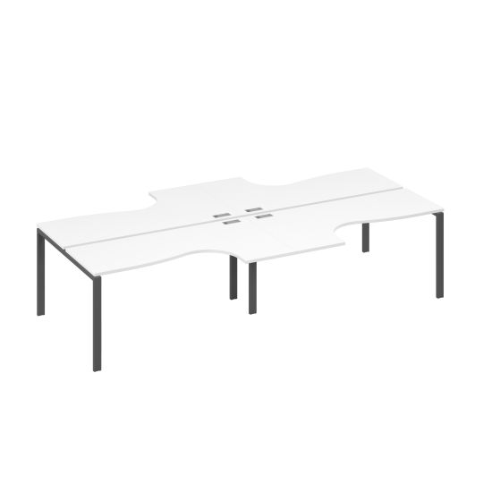 Рабочая станция со столами Классика на опорах UNO (4х160) белый премиум / металлокаркас антрацит