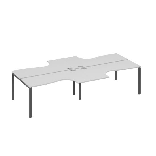 Рабочая станция со столами Классика на опорах UNO (4х160) серый / металлокаркас антрацит