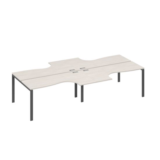 Рабочая станция со столами Классика на опорах UNO (4х160) дуб / металлокаркас антрацит