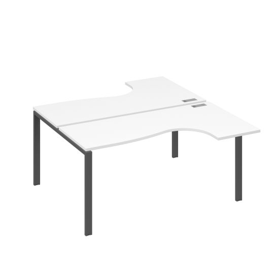 Рабочая станция UNO (2х160) со столами эргономичными белый премиум / металлокаркас антрацит