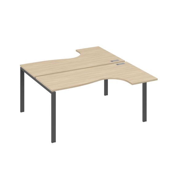 Рабочая станция UNO (2х160) со столами эргономичными дуб скандинавский / металлокаркас антрацит