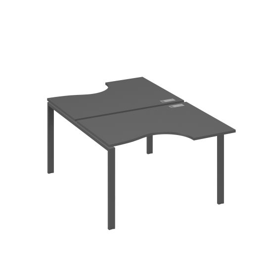 Рабочая станция столы (2х120) эргономичные Классика опоры UNO антрацит премиум / металлокаркас антрацит