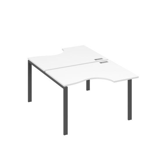 Рабочая станция столы (2х120) эргономичные Классика опоры UNO белый премиум / металлокаркас антрацит