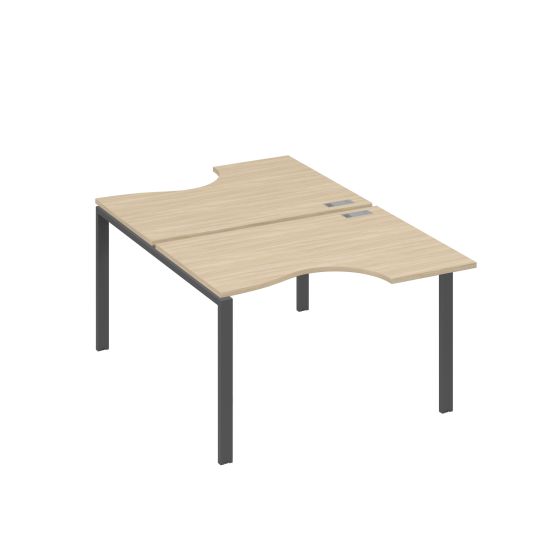 Рабочая станция столы (2х120) эргономичные Классика опоры UNO дуб скандинавский / металлокаркас антрацит