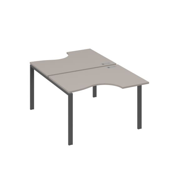 Рабочая станция столы (2х120) эргономичные Классика опоры UNO мокко премиум / металлокаркас антрацит