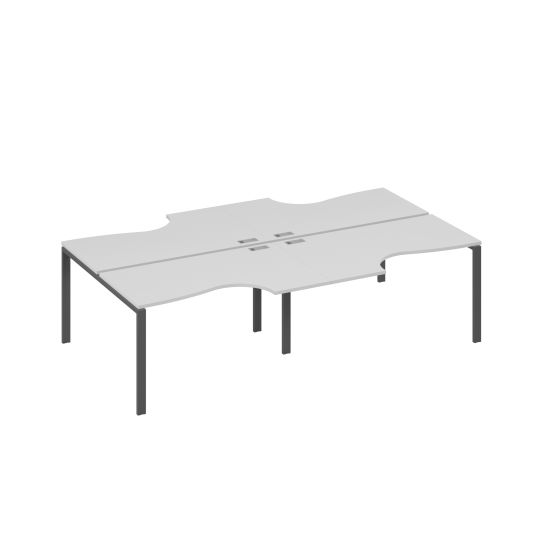 Рабочая станция столы (4х140) на каркасе UNO Классика серый / металлокаркас антрацит