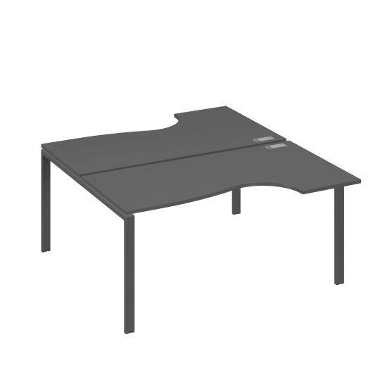 Станция на каркасе UNO (2х160) столы Классика антрацит премиум / металлокаркас антрацит