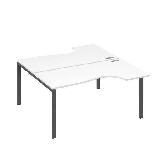 Станция на каркасе UNO (2х160) столы Классика белый премиум / металлокаркас антрацит