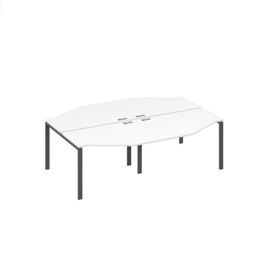 Рабочая станция каркас UNO столы (4х120) Техно белый премиум / металлокаркас антрацит