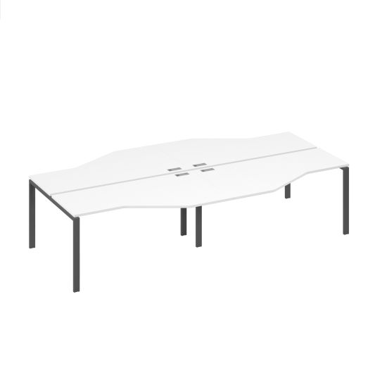 Рабочая станция на каркасе UNO из столов Техно (4х160) белый премиум / металлокаркас антрацит