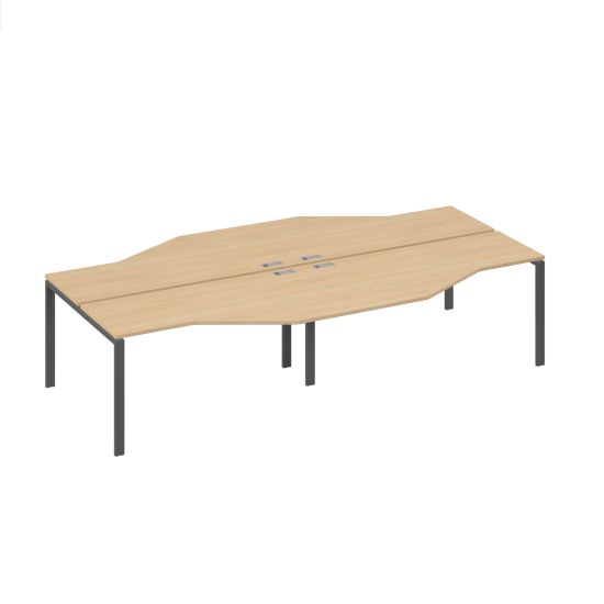 Рабочая станция на каркасе UNO из столов Техно (4х160) натуральный дуб / металлокаркас антрацит