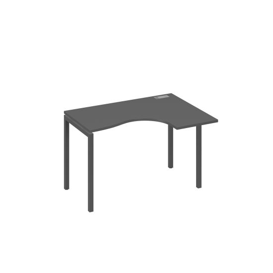 Стол Классика на металлокаркасе DUE эргономичный правый антрацит премиум / металлокаркас антрацит