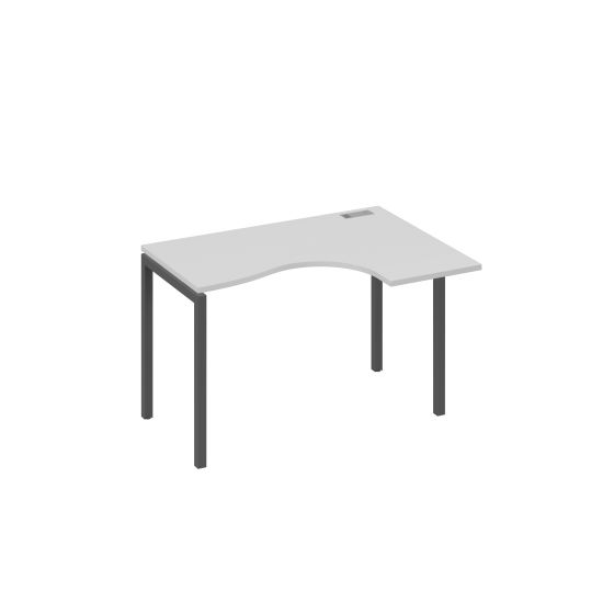 Стол Классика на металлокаркасе DUE эргономичный правый серый / металлокаркас антрацит