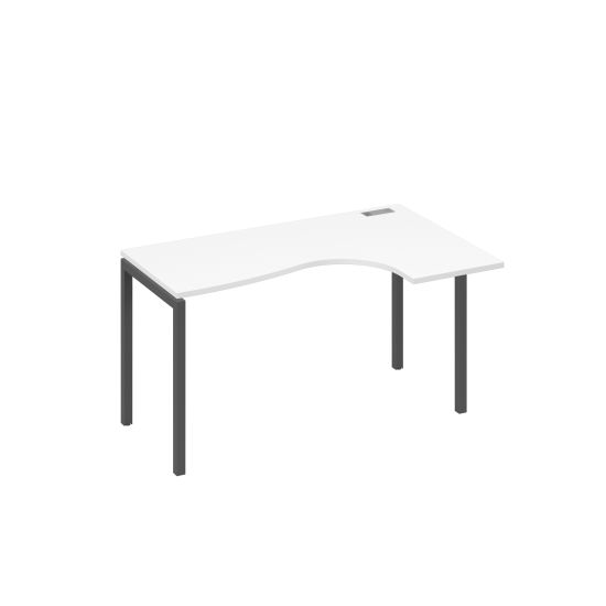 Стол правый Классика на металлокаркасе DUE эргономичный белый премиум / металлокаркас антрацит