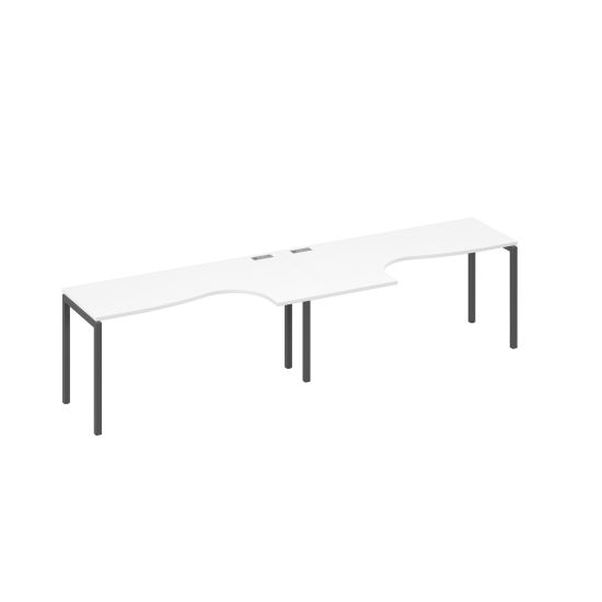 Рабочая станция столы Классика на каркасе DUE (2х160) белый премиум / металлокаркас антрацит