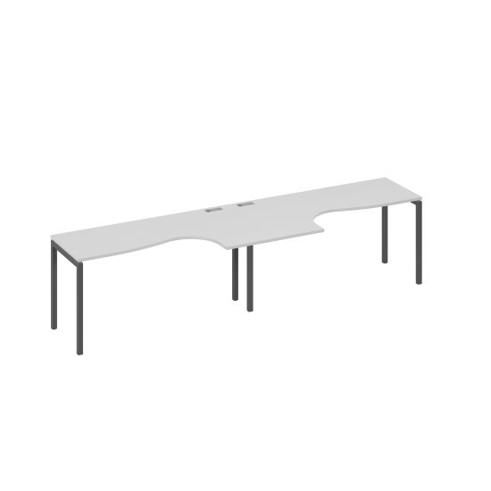 Рабочая станция столы Классика на каркасе DUE (2х160) серый / металлокаркас антрацит