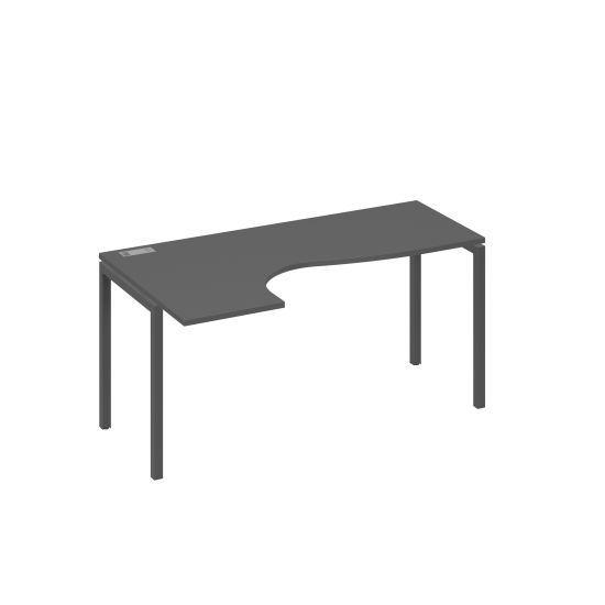 Стол на металлокаркасе DUE эргономичный левый Классика антрацит премиум / металлокаркас антрацит