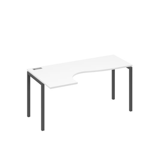 Стол на металлокаркасе DUE эргономичный левый Классика белый премиум / металлокаркас антрацит