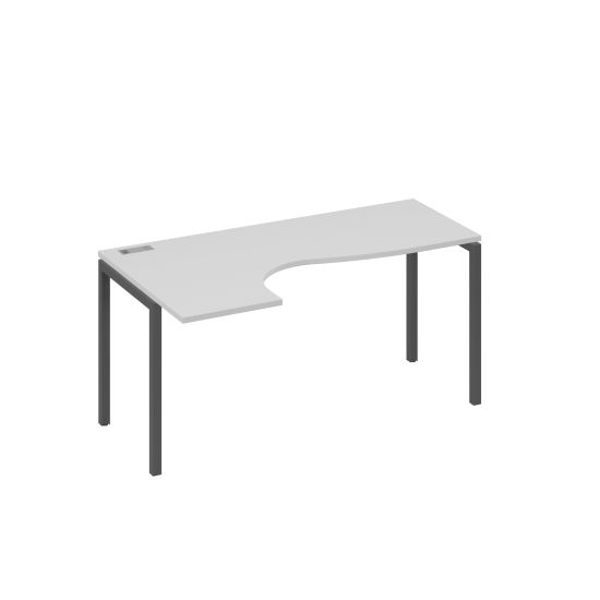 Стол на металлокаркасе DUE эргономичный левый Классика серый / металлокаркас антрацит