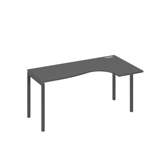 Стол на металлокаркасе DUE эргономичный правый Классика антрацит премиум / металлокаркас антрацит