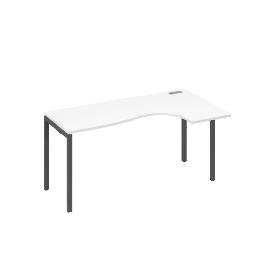 Стол на металлокаркасе DUE эргономичный правый Классика белый премиум / металлокаркас антрацит