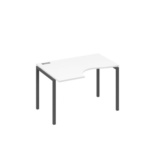 Стол на металлокаркасе DUE левый Классика эргономичный белый премиум / металлокаркас антрацит