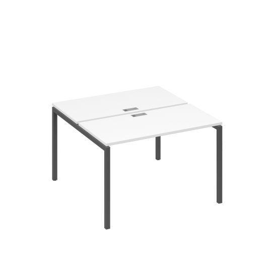 Рабочая станция с опорами DUE (2х120) белый премиум / металлокаркас антрацит