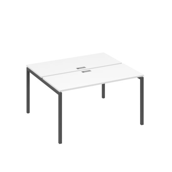 Рабочая станция на опорах DUE (2х140) белый премиум / металлокаркас антрацит