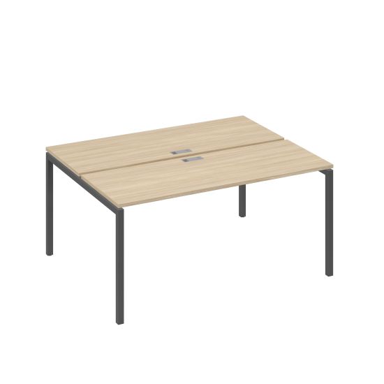 Рабочая станция 2х160 на опорах DUE дуб скандинавский / металлокаркас антрацит