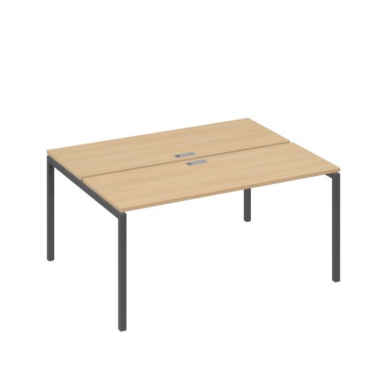 Рабочая станция 2х160 на опорах DUE натуральный дуб / металлокаркас антрацит