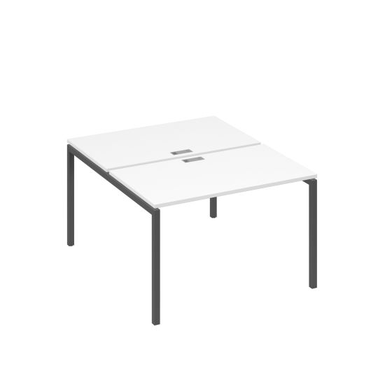 Рабочая станция на металлокаркасе DUE (2х120) белый премиум / металлокаркас антрацит