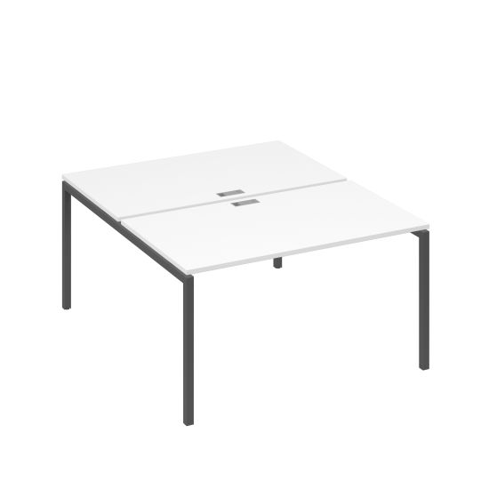 Рабочая станция 2х140 с металлокаркасом DUE белый премиум / металлокаркас антрацит
