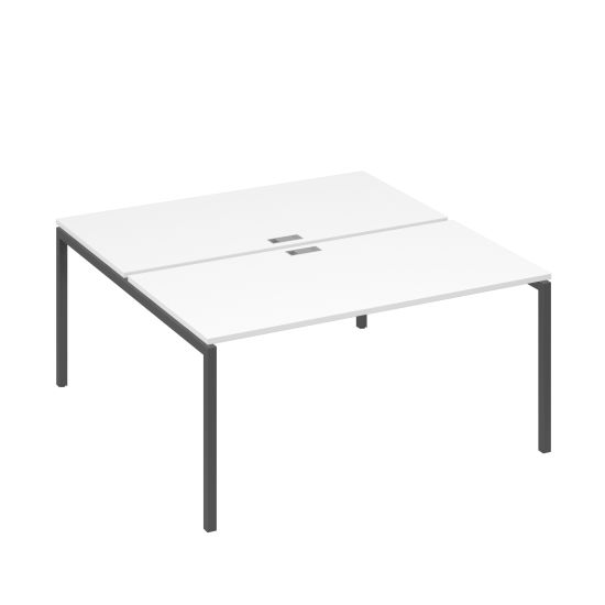 Рабочая станция (2х160) с металлокаркасом DUE белый премиум / металлокаркас антрацит