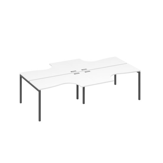 Рабочая станция DUE (4х140) столы эргономичными Классика белый премиум / металлокаркас антрацит