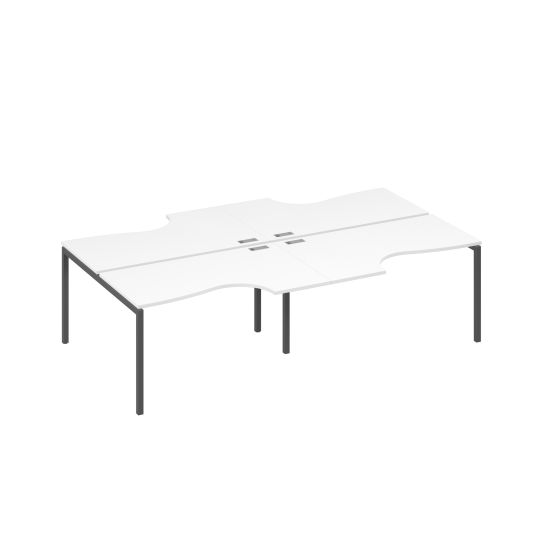 Рабочая станция с каркасом DUE 4х140 столы Классика белый премиум / металлокаркас антрацит