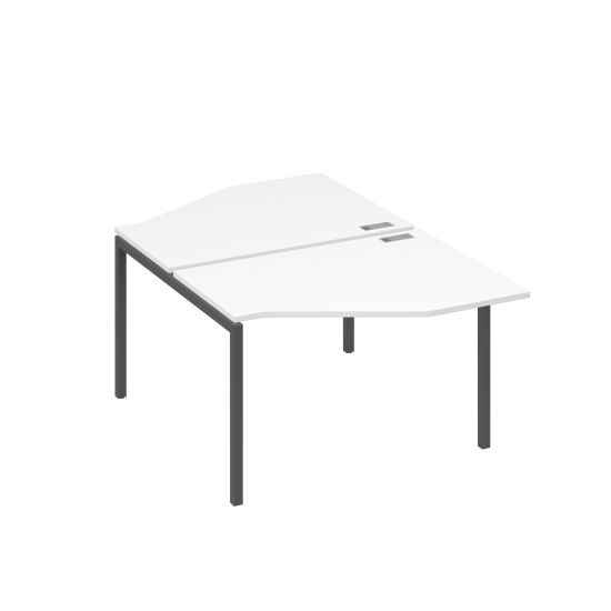 Рабочая станция каркас DUE (2х120) с эргономичными столами Техно белый премиум / металлокаркас антрацит