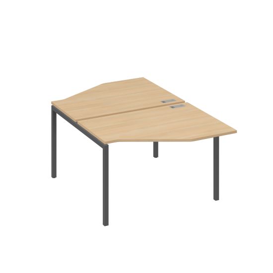 Рабочая станция каркас DUE (2х120) с эргономичными столами Техно натуральный дуб / металлокаркас антрацит