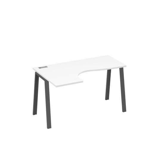 Стол эргономичный Классика на металлокаркасе TRE левый белый премиум / металлокаркас антрацит