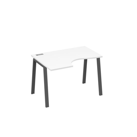 Стол Классика на металлокаркасе TRE левый эргономичный белый премиум / металлокаркас антрацит