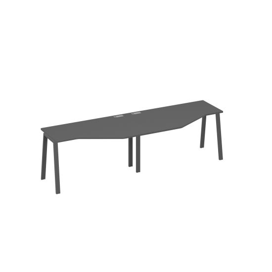 Рабочая станция столы (2х140) эргономичными Техно каркас TRE антрацит премиум / металлокаркас антрацит