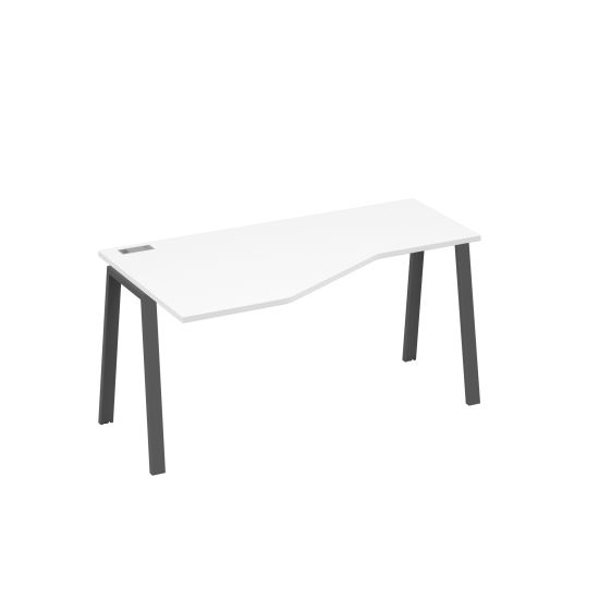 Стол левый Техно на металлокаркасе TRE эргономичный белый премиум / металлокаркас антрацит