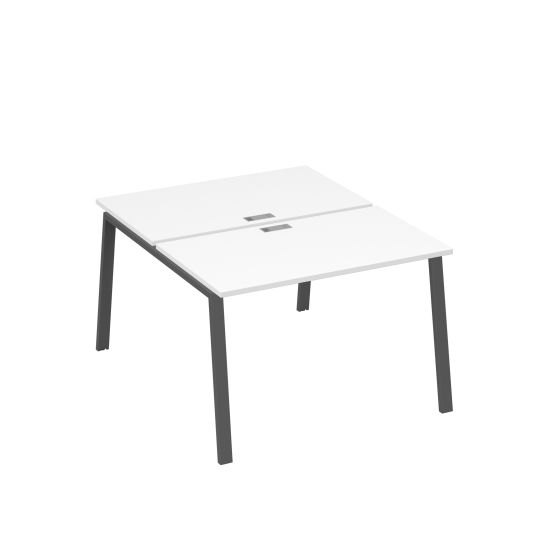 Рабочая станция 2х120 с металлокаркасом TRE белый премиум / металлокаркас антрацит