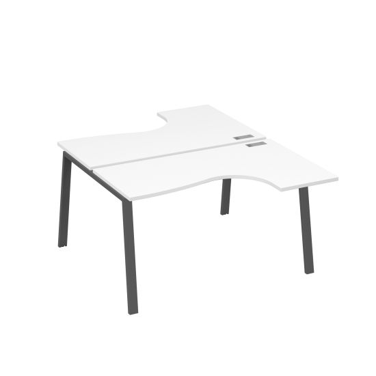Рабочая станция TRE (2х140) столы Классика эргономичные белый премиум / металлокаркас антрацит