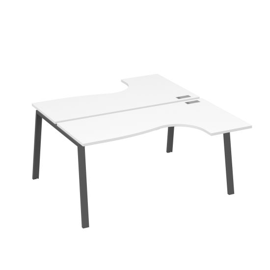 Рабочая станция на опорах TRE (2х160) столы Классика белый премиум / металлокаркас антрацит