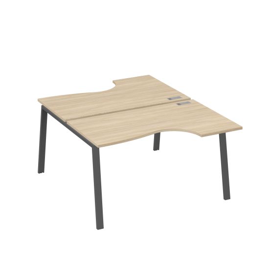 Рабочая станция столы (2х140) эргономичные Классика каркасTRE дуб скандинавский / металлокаркас антрацит