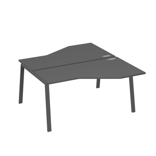 Рабочая станция каркас TRE столы (2х160) эргономичные Техно антрацит премиум / металлокаркас антрацит