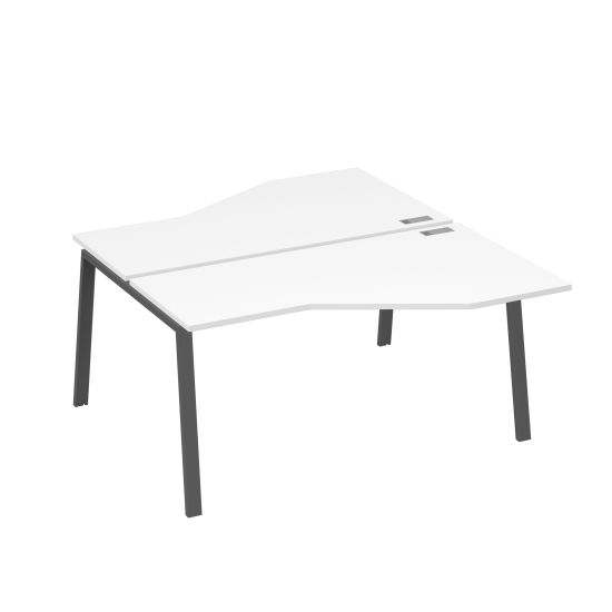 Рабочая станция каркас TRE столы (2х160) эргономичные Техно белый премиум / металлокаркас антрацит