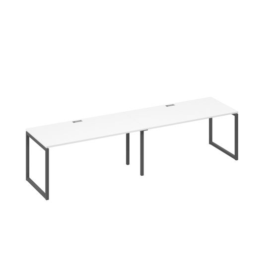 Рабочая станция на металлокаркасе QUATTRO (2х160) белый премиум / металлокаркас антрацит