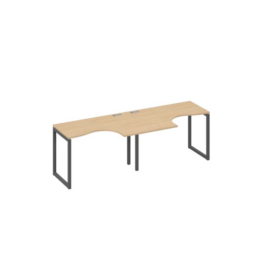 Рабочая станция столы Классика опоры QUATTRO (2х120) натуральный дуб / металлокаркас антрацит