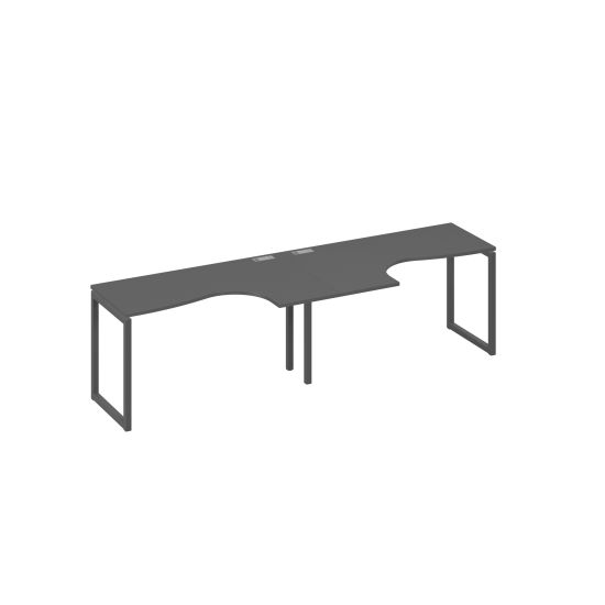 Станция столы 2х140 Классика эргономичные опоры QUATTRO антрацит премиум / металлокаркас антрацит